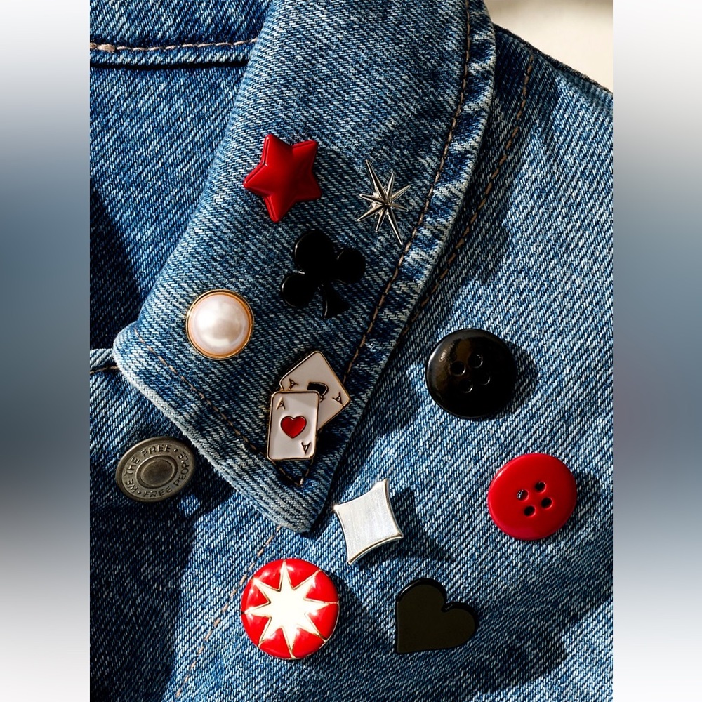 Free People Red and Black Pin Set